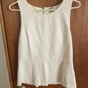 White J.Crew Peplum Tank with Zipper Back